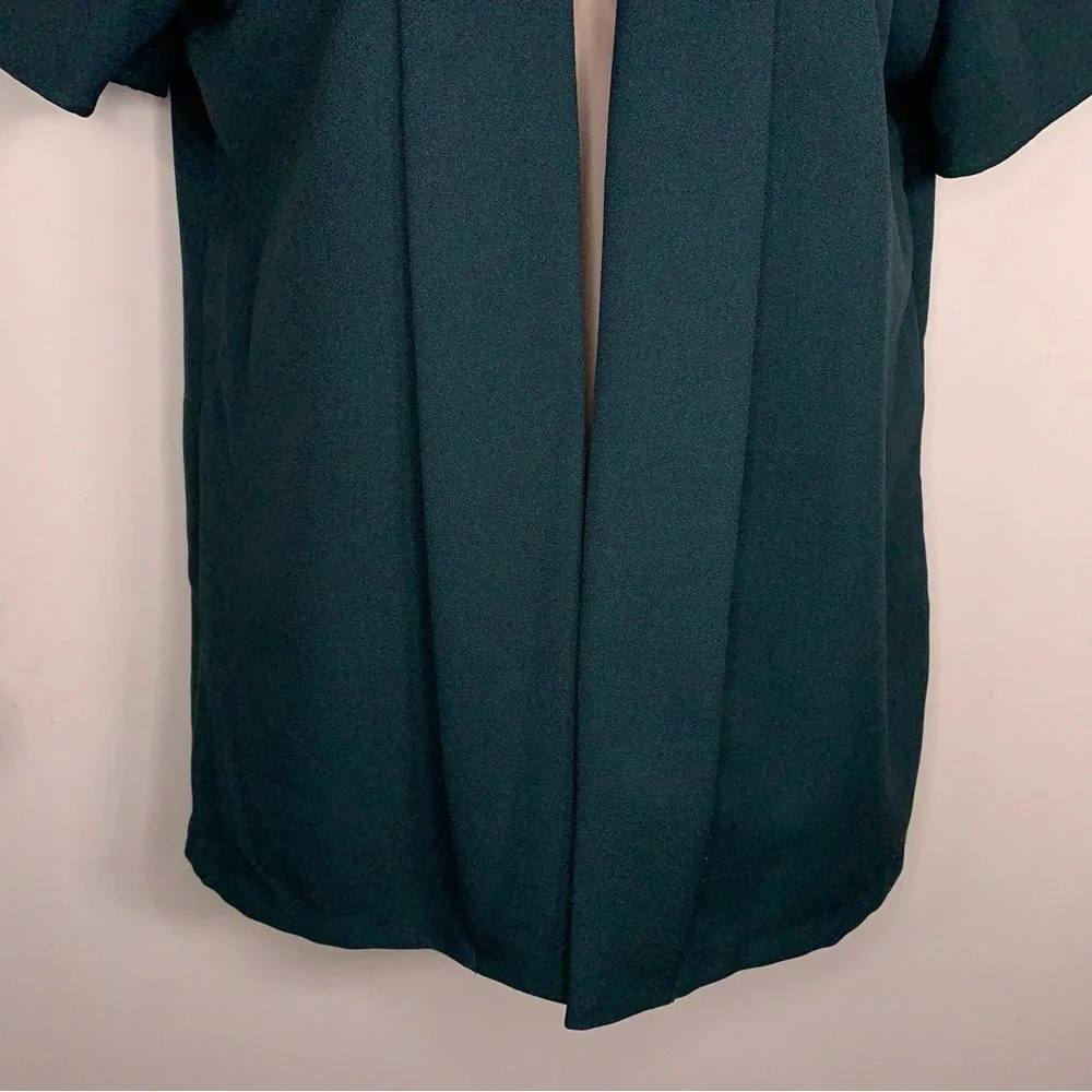 Vintage Petite 18 Jason Cody Deep Green Short Sleeve Shrug Blazer Top Open Front